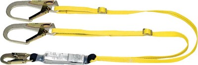MSA Safety Company Workman® Twin Leg Shock Absorbing Lanyards; Yellow, LC Connection