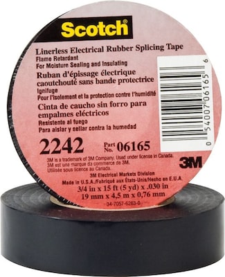 Scotch® Linerless Electrical Rubber Tape; Black, 30 mil