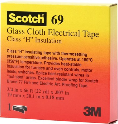 Scotch® Glass Cloth Electrical Tape; White, 7.5 mil