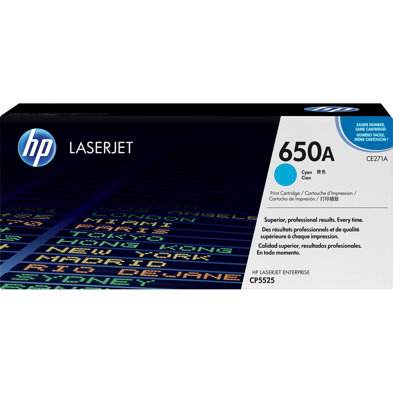 HP 650A Cyan Standard Yield Toner Cartridge, Prints Up to 15,000 Pages (CE271A)