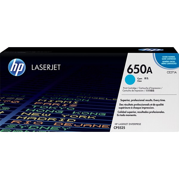 HP 650A Cyan Standard Yield Toner Cartridge (CE271A)