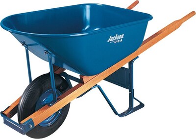 True Temper® Jackson® Contractor Wheelbarrow, Blue,  6 Cu.Ft., Pneumatic 2-Ply Wheel