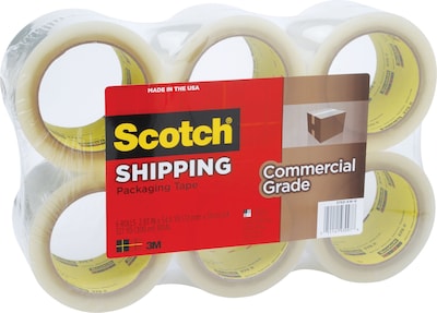 Scotch® Commercial-Grade Shipping Tape, 2.83 x 54.6 yds., Clear, 6/Pack