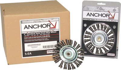 Anchor Brand Knot Wheel Brush, Stainless Steel, Knot Wire Size 0.0200, 4 Diam.