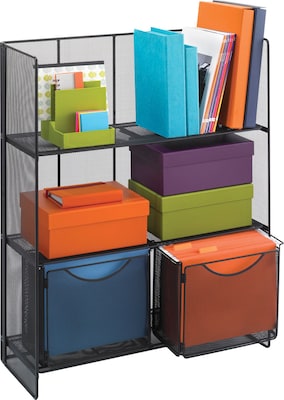 Safco Mesh Fold Up Shelving, Onyx