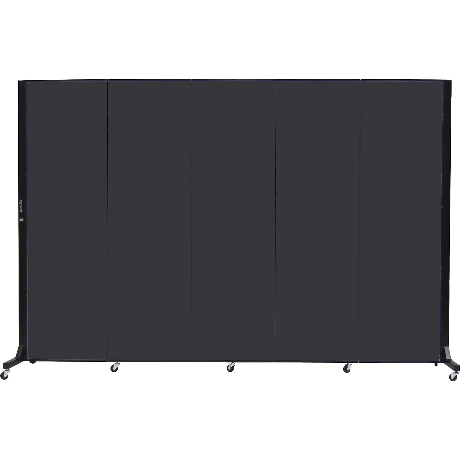 Screenflex Portable Room Divider, Charcoal Fabric, Charcoal Frame, 6 x 9, 5 Panels