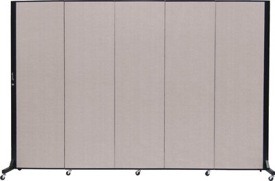 Screenflex Portable Room Divider, Light Gray Fabric/Light Gray Frame, 6 x 9, 5 Panels