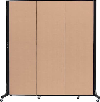Screenflex Portable Room Divider, Tan Fabric/Tan Frame, 69W x 77H, 3 Panels