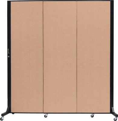 Screenflex Portable Room Divider, Tan Fabric/Tan Frame, 69W x 77H, 3 Panels