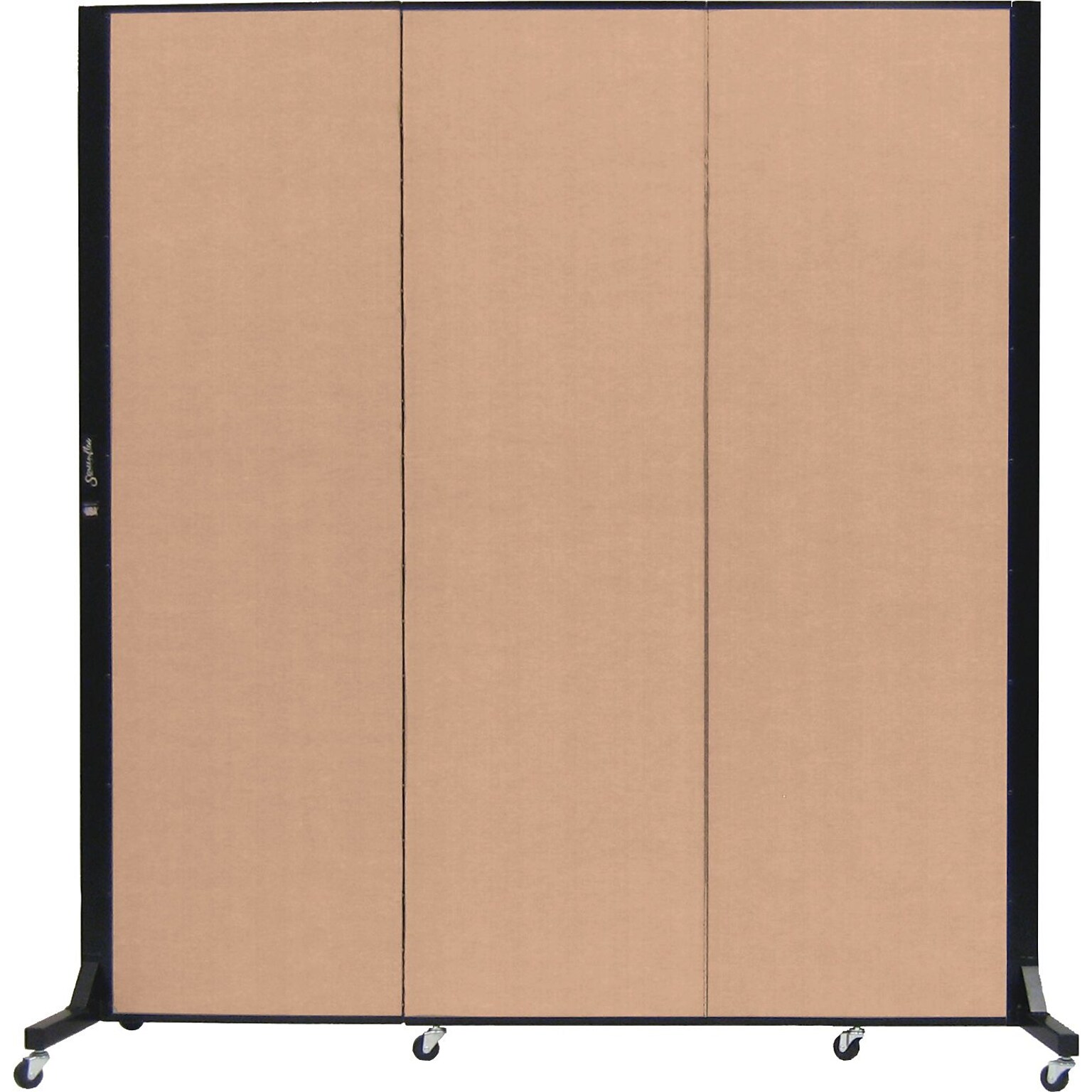 Screenflex Portable Room Divider, Tan Fabric/Tan Frame, 69W x 77H, 3 Panels