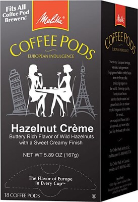 Melitta® Hazelnut Cream Coffee Pods, Regular, 18 Pods