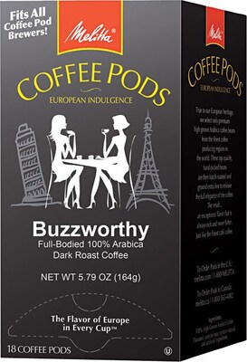 Melitta Buzzworthy Coffee Pods, Regular, 18 Pods