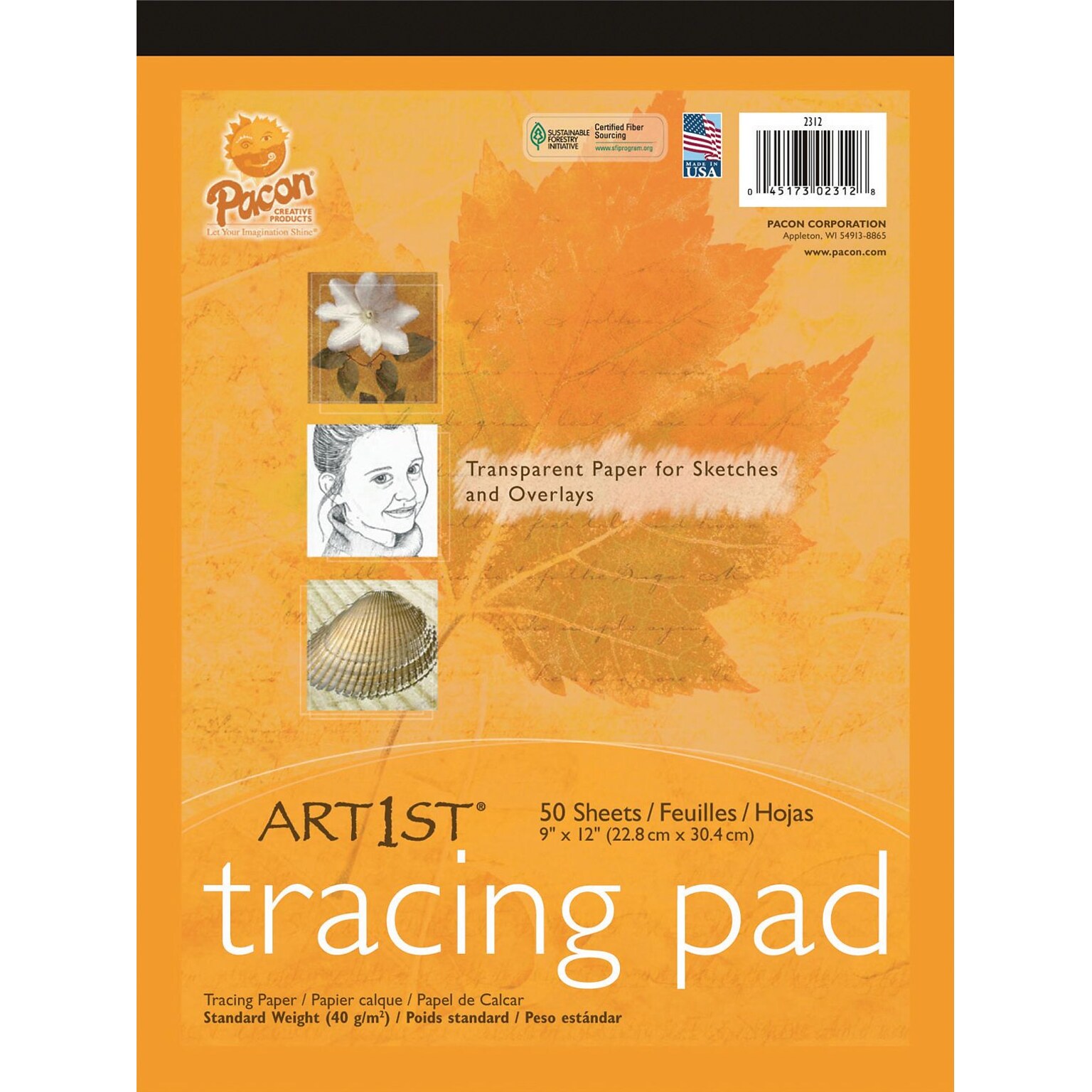 Art1st Parchment Tracing Paper, 9 x 12, White, 50 Sheets