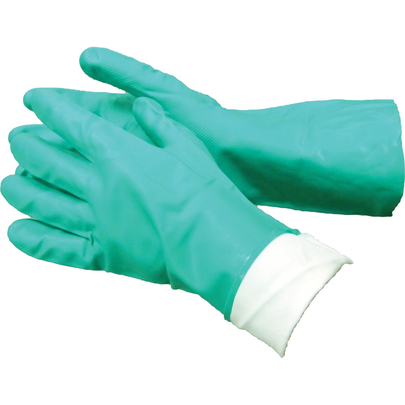 Tradex® Flock Lined Gloves, Green Nitrile, Extra Large, 12 Pair (NTL650XL/HDG)