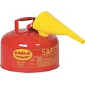 Eagle Type I Galvanized Steel Red Safety Can With Funnel, 11.25 in (OD) x 9.5 in (H), 2 Gallon