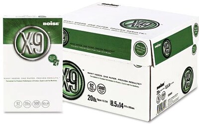 Boise X-9 8.5 x 14 Multi-Use Copy Paper, 20 lbs., 92 Brightness, 500 Sheets/Ream, 5000 Sheets/Carton (OX-9004)