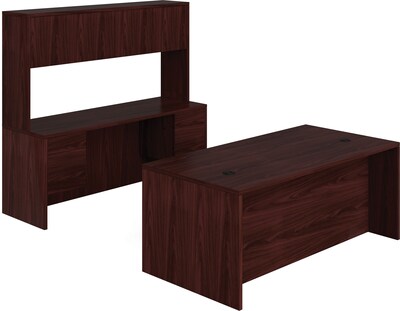 HON 10500 Series Executive Workstation, Desk, Credenza, Hutch, Mahogany (HON105DCH7298N)