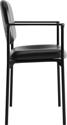 HON Scatter Stacking Guest Chair, Fixed Arms, Black SofThread Leather NEXT2018 NEXT2Day