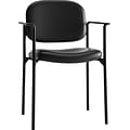 HON Scatter Stacking Guest Chair, Fixed Arms, Black SofThread Leather NEXT2018 NEXT2Day