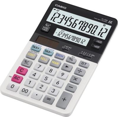 Casio JV-220 12-Digit Desktop Calculator, Gray