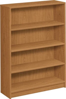 HON® 1870 Series Square-Edge Laminate Bookcases, 48-3/4"H, 4 Shelves, Harvest