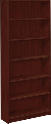 HON® Square-Edge Laminate Bookcases, 84H, 6 Shelves, Mahogany