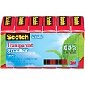 Scotch® Transparent Greener Tape, 3/4 x 25 yds., 6 Rolls (612-6P)