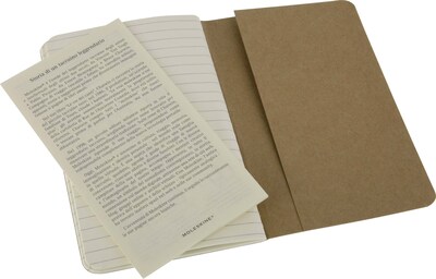 Moleskine Cahier Journal, Set of 3, Soft Cover, Pocket, 3.5" x 5.5", Ruled, Kraft Brown