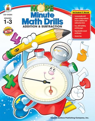Carson-Dellosa More Minute Math Drills Resource Book, Grades 1 - 3