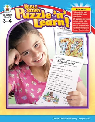 Carson-Dellosa Bible Story Puzzle n Learn! Resource Book, Grades 3 - 4