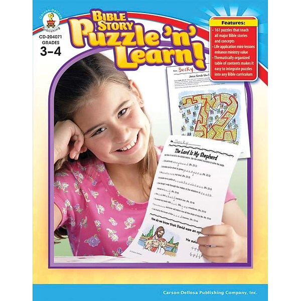 Carson-Dellosa Bible Story Puzzle n Learn! Resource Book, Grades 3 - 4