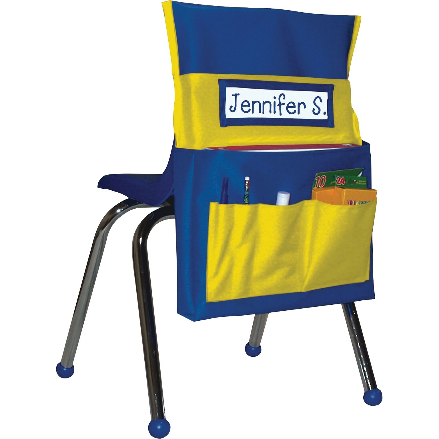 Carson-Dellosa Chairback Buddy™ Pocket, Blue with Yellow Pockets, All Grades