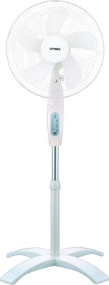 Optimus 3-Speed 16 Oscillating Stand Fan With Remote Control, White