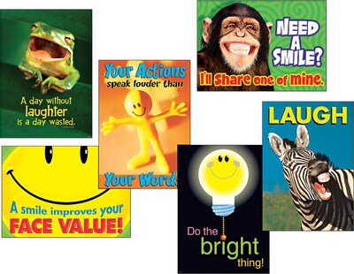 Trend Enterprises Assorted Attitude and Smiles Themed Motivational Prints, 13 3/8 x 19, 6/Pack