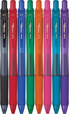 Pentel  EnerGel-X RollerGel Retractable Gel Pens, Medium Point, Assorted Ink Colors, 8/Pack (BL107CRBP8M)