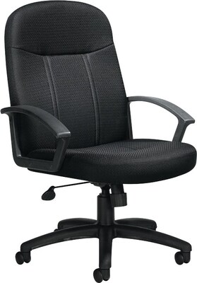 Offices To Go® Managers Chair with Arms; Fabric, Black, Seat: 20W x 19D, Back: 20 1/2W x 23H
