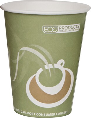 Eco-Products® Evolution World™ Hot Drink Cups, Sea Green, 12oz., 50/Pack