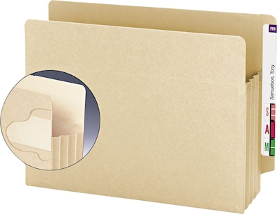 Smead Tuff Pocket 10% Recycled Reinforced File Pocket, 3 1/2 Expansion, Letter Size, Manila, 10/Box (SMD75150)