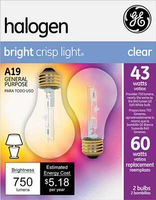 GE 4.43 x 2.3 Glass Halogen Bulb 43-Watt