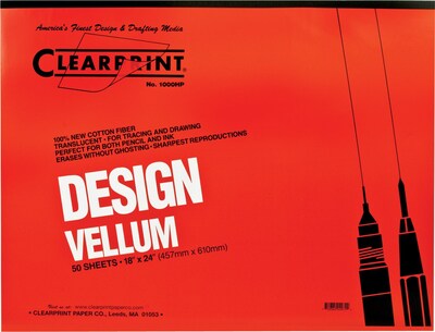 Chartpak® Clearprint® Design Vellum Paper; Translucent, 24(W) x 18(L), 50 Sheets