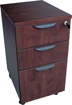 Alera Valencia 3-Drawer Mobile Vertical File Cabinet, Letter/Legal Size, Lockable, Mahogany (ALEVA57