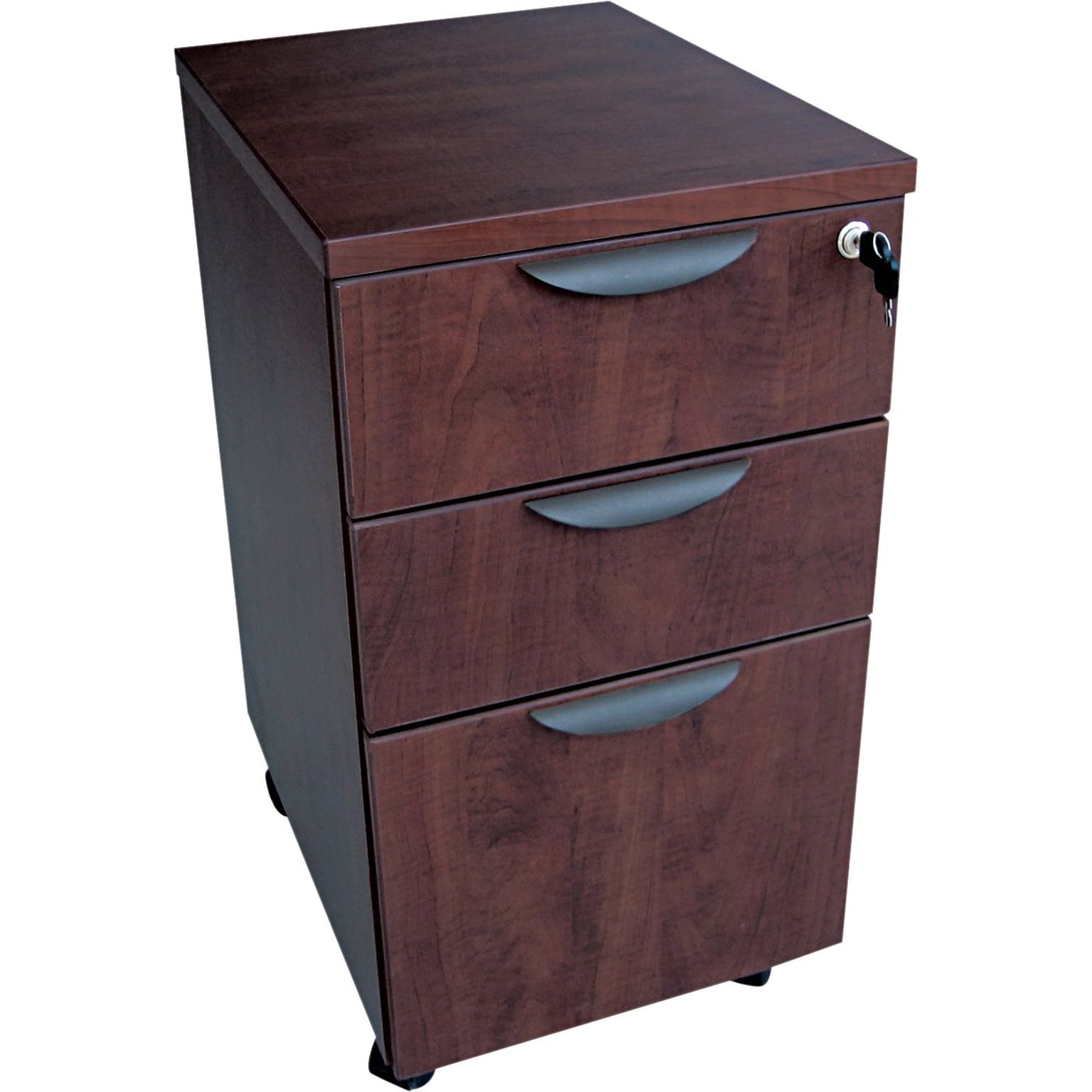 Alera Valencia 3-Drawer Mobile Vertical File Cabinet, Letter/Legal Size, Lockable, Mahogany (ALEVA572816MY)