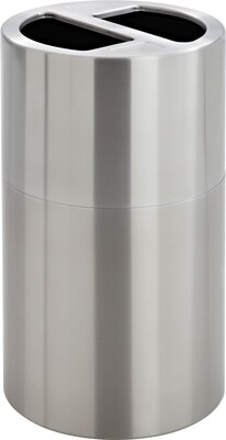 Safco Dual Recycling Receptacle Steel Trash Can with no Lid, Satin Stainless, 30.1 gal. (9931SS)