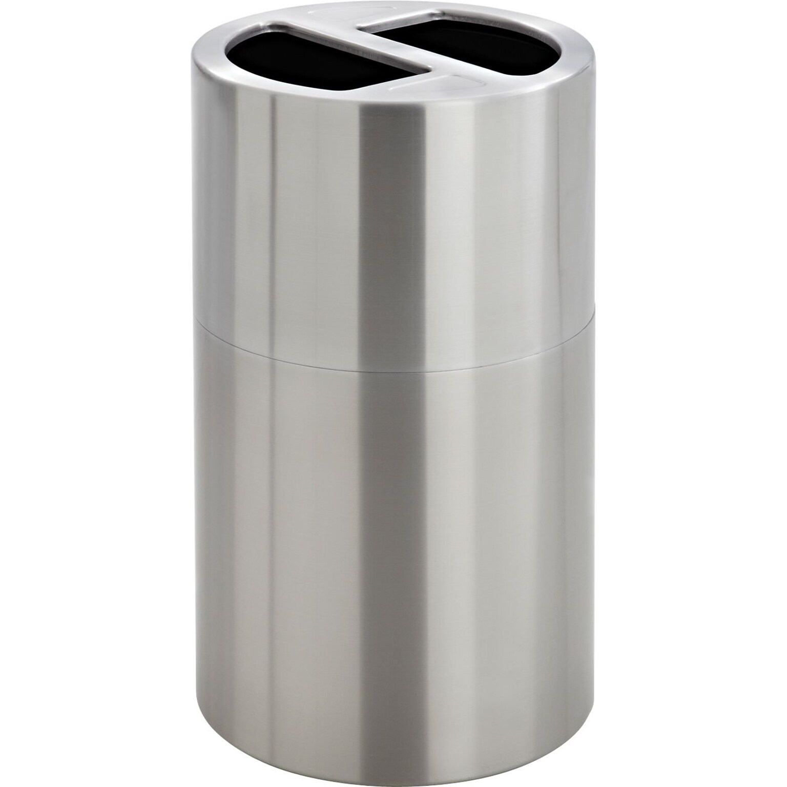 Safco Dual Recycling Receptacle Steel Trash Can with no Lid, Satin Stainless, 30.1 gal. (9931SS)