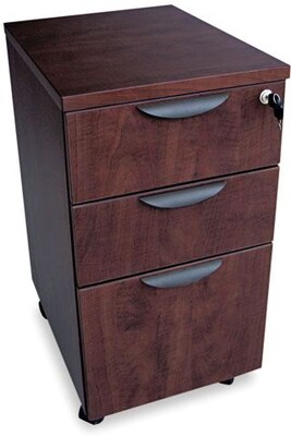 Alera Valencia 3-Drawer Mobile Vertical File Cabinet, Letter/Legal Size, Lockable, Mahogany (ALEVA572816MY)