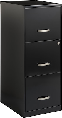 Office Designs 3 Drawer Vertical File Cabinet, Black, Letter, 18D (17438)