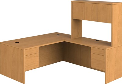 HON 10500 Series Bundle Solutions Left L-Workstation with Stack-On Storage, Harvest, 72 x 84