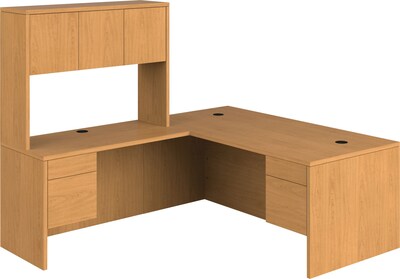 HON 10500 Series Bundle Solutions Right L-Workstation with Stack-On Storage, Harvest, 72 x 84