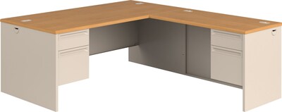 HON® 38000 Series L Workstations, Harvest/Putty, Left-Handed