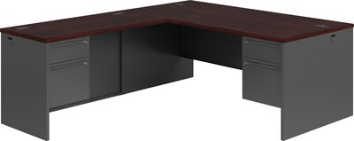 HON 38000 Series Bundle Solutions Right L-Station, Mahogany/Charcoal, 72 x 84